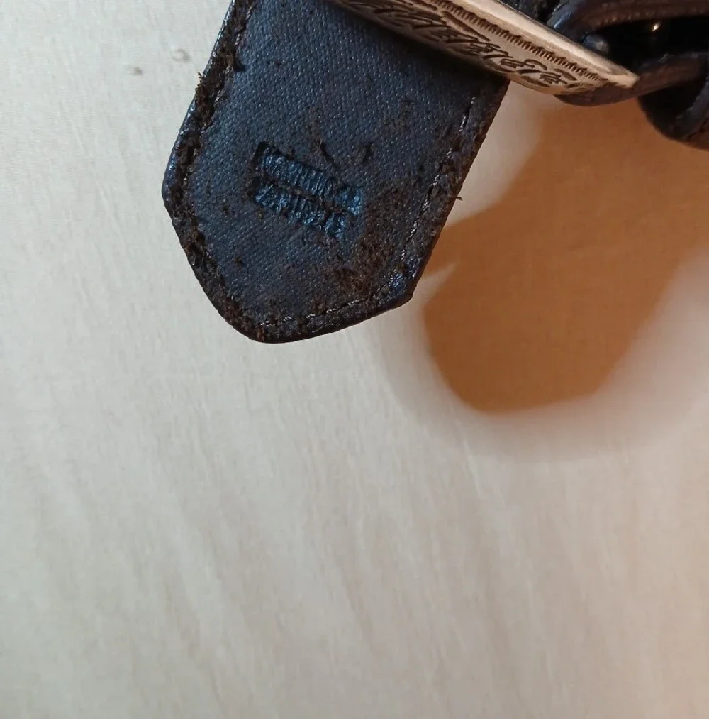 3D Belt Co. Brown Leather Belt with Decorative Buckle